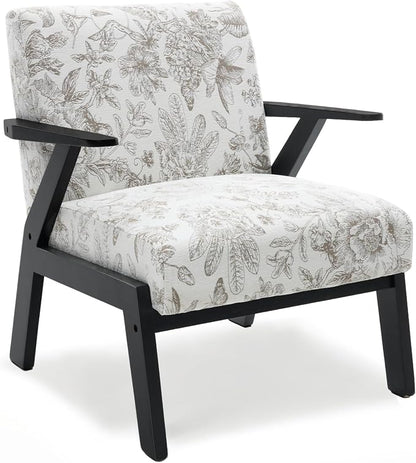 Floral Accent Chair, Mid Century Modern Chairs, Upholstered Armchair - Image 3