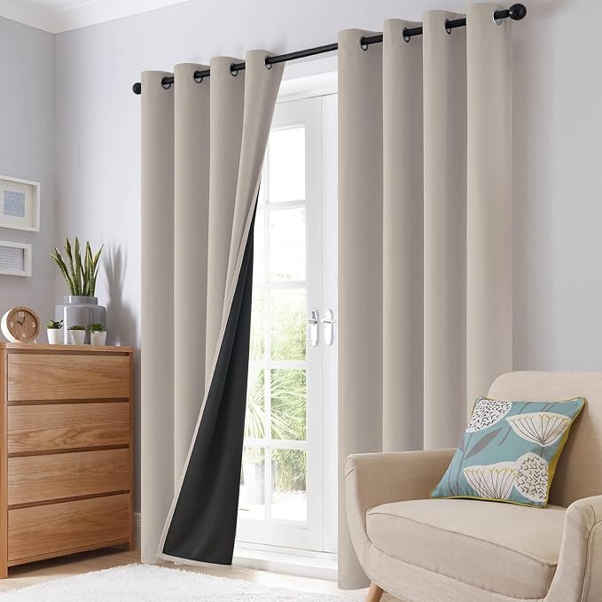 SimpleHome Natural 100% Blackout Curtains Room Darkening Living Room 84L | - Image 8