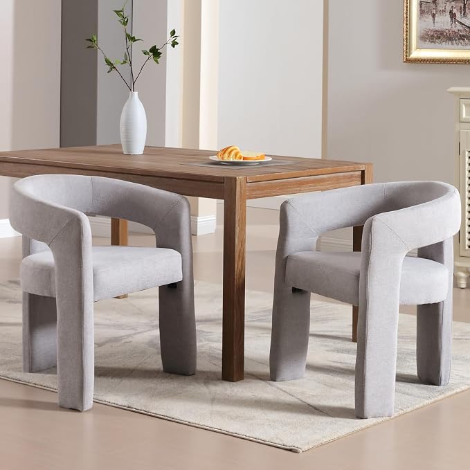 Modern Chenille Dining Chairs Set of 4, Upholstered Barrel Chairs - Image 7