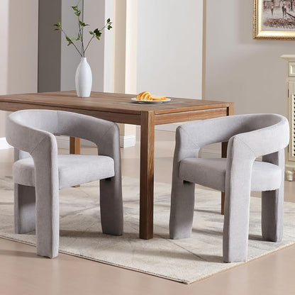 Modern Chenille Dining Chairs Set of 6, Upholstered Barrel Chairs - Image 7