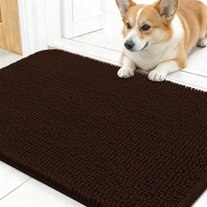 OLANLY Dog Door Mat for Muddy Paws 24x16, Super Absorbent Chenille Mud Mat | by OLANLY