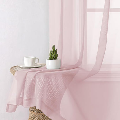 Blush Pink Sheer Curtains 78 Inches Long 2 Panels, Modern Airy Voile Solid - Image 4