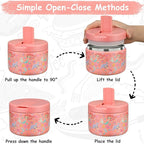 12oz Insulated Vacuum Food Jar with Buckle Lid Wide Mouth Soup Thermo for Hot Food Kids Leakproof Stainless Steel Lunch Container (mermaid)