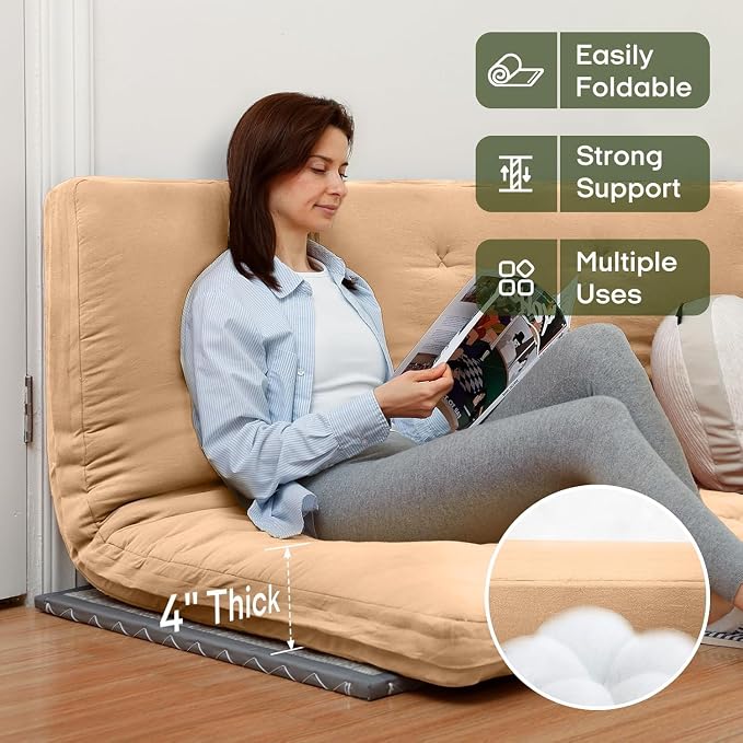 ZonLi Japanese Floor Futon Mattress Twin Size 75"x 39", 100% Cotton Cover 4'' - Image 2