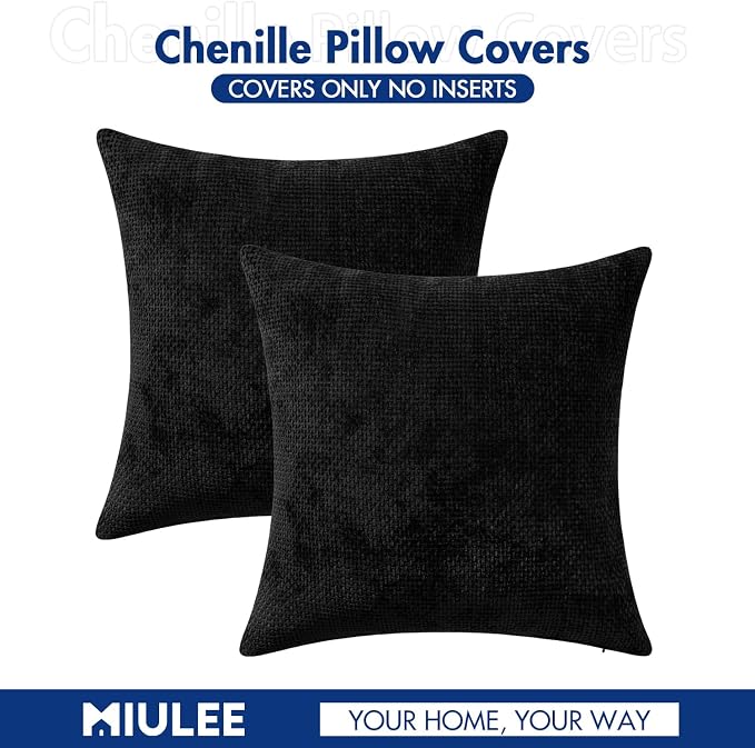 MIULEE Decorative Couch Throw Pillow Covers 18x18 Inch Black 2 Pack | Modern - Image 7