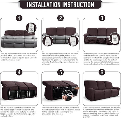 TAOCOCO Recliner Couch Covers for 3 Seat, 8-Pieces Stretch Large Couch Covers - Image 6