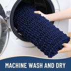 Arotive Luxury Chenille Bathroom Rug Mat, Extra Soft Thick Absorbent Shaggy Bath Rugs, Non-Slip Machine Wash Dry, Plush Bath Mats for Bathroom, Shower and Tub, 30x17, Navy