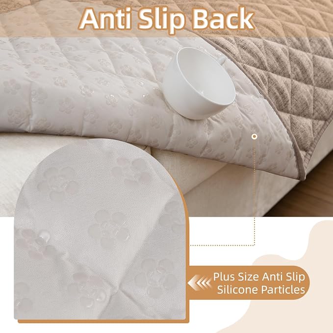 Dog Couch Cover for Sofa 100% Waterproof Faux Linen Sofa Covers for 3 Cushion - Image 5