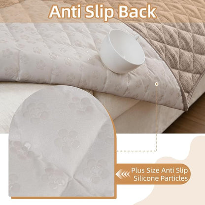 Dog Couch Cover for Sofa 100% Waterproof Faux Linen Sofa Covers for 3 Cushion - Image 5