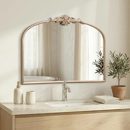 Besdomus Arched Vintage Gold Mirror: 32"x24" French Large Champagne Gold by Besdomus