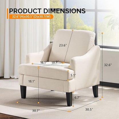 VINGLI Linen Fabric Accent Chairs Set of 2, Comfy Sofa Chair Living Room - Image 2
