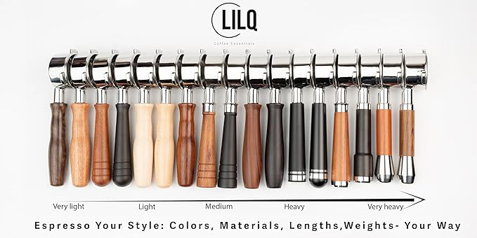 LILQ 54mm Spouted 3 Ears Portafilter Compatible with Breville Machines Stable Handle (Rosewood Flat, 54mm Double Spouts)