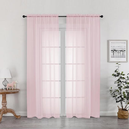 OWEINE Sheer Curtains 78 Inches Long 2 Panels Set, Rod Pocket Fimly Voile Solid by OWENIE