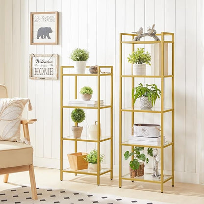 HOOBRO 5-Tier Gold Shelf, Narrow Book Shelf, Display Cabinet - Image 9