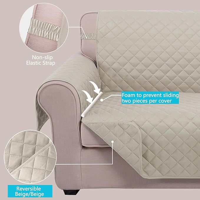 U-NICE HOME 4 Seater Sofa Cover 91''Large Couch Cover, Pet Friendly, Elastic - Image 3
