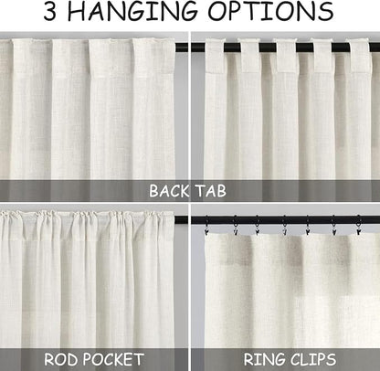 45 Inch Short Window Linen Curtains, Kitchen Window Curtains Over Sink Light - Image 2