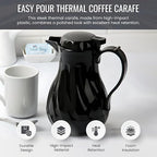 OCS Parts Easy Pour Thermal Coffee Carafe | 10-Inch Insulated Hot and Cold Beverage Pitcher Server for Coffee, Tea, Hot Chocolate and Water with Colored Tags for Easy Idenfication | 42-Ounce | Black
