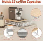 K Cup Organizer, Coffee Pod Holder Drawer, Under Brewer Storage Organizer with Sliding Drawer holds up to 35 K Cup Pods, No Assembly Needed, Natural colour