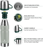 Vacuum Insulated Water Bottle Thermo Water Flask with Cup 680ml/23oz Stainless Steel Thermal Water Bottles Thermo for Hot and Cold Drinks Coffee Water(Light Gray,Set)