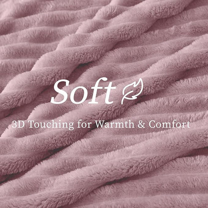 BEDELITE Ribbed Twin Blanket for Couch & Bed, Berry Purple, Warm Yet Lightweight - Image 4