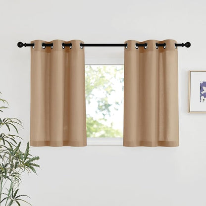NICETOWN Camel Linen Kitchen Window Curtains Over Sink, Grommet Thick Linen by NICETOWN
