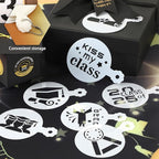JULBEAR Graduation Cookie Stencils, 36 Pieces Class of 2025 Reusable Coffee Decoration Stencils Templates Tools for Cookies Baking Painting Dessert Decoration DIY Graduate Party Decor