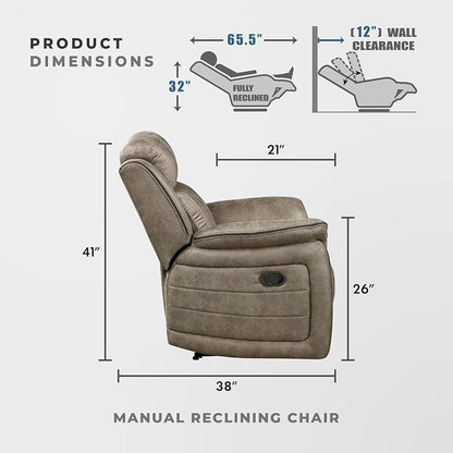 Lexicon Recliner Chair, Home Theater Seating, Manual Polished Microfiber - Image 2