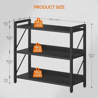HOOBRO Bookshelf, 3-Tier Industrial Bookcase, Book Shelf Storage Organizer - Image 3