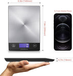 CROWNFUL Food Scale, Rechargeable 304 Stainless Steel Digital Kitchen Scale Upto 33lb Weight Grams and Ounces with LCD Display and Type-C Charging for Baking and Cooking