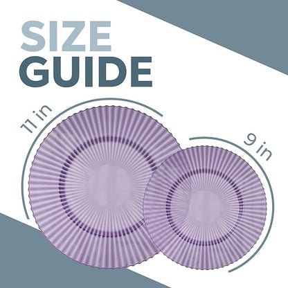 Exquisite 80 Piece Plastic Disposable Plates Set For 40 Guests I 20 X 9 Inch & 40 X 11 Inch Disposable Plastic Plates | Color: Purple | Great for Weddings Parties And Formal Occasions