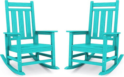 KINGYES Oversized Outdoor Rocking Chair Set of 2, All-Weather Patio Rocking by KINGYES