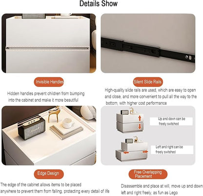 Bedside Table with Drawers DIY Simple Bedside Storage Cabinet Multifunctional - Image 5