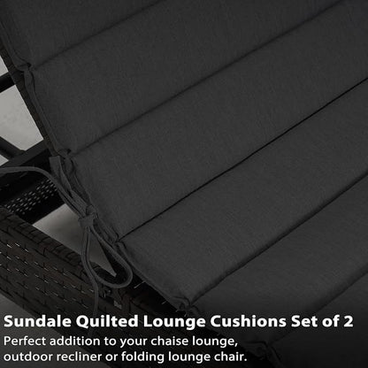 Sundale Outdoor Olefin Quilted Lounge Cushion Set of 2, Patio Foldable Chaise - Image 6