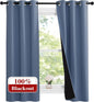 NICETOWN Stone Blue 100% Blackout Small Curtains 63 inches Long, Thermal by NICETOWN