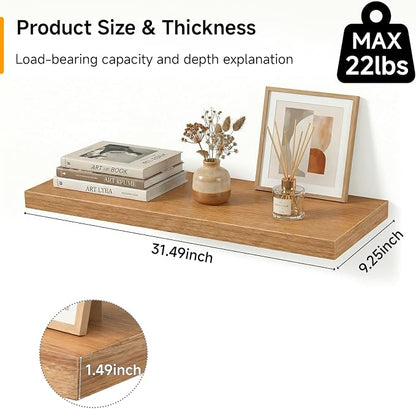 31.5in Floating Shelves for Wall, Wall Mounted Shelves for Decor Storage Set of - Image 3
