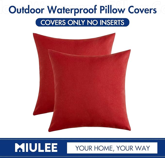 MIULEE Pack of 2 Decorative Outdoor Solid Waterproof Throw Pillow Covers Faux - Image 6