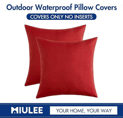MIULEE Pack of 2 Decorative Outdoor Solid Waterproof Throw Pillow Covers Faux - Image 6