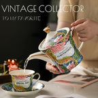 ACMLIFE Tea Cup and Saucer Set for 1, Vintage Floral Bone China Tea Cup Set with Saucer 24K Gold, Porcelain Tea Cup with Spoon and Gift Box, 6.8 oz (Green)