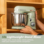Kitchen in the Box Stand Mixer, 3.5 QT Small Electric Kitchen Mixer, 10-Speed Portable Lightweight Food Mixer with Stainless Steel Bowl, Egg Whisk, Dough Hook, Beater (Sage Green)