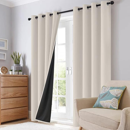 SimpleHome Cream 100% Blackout Curtains Room Darkening Living Room 96 Inch | - Image 8