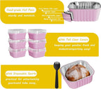 25 Pack Square Mini Cake Pans with Lids,Mini Loaf Pans with Lids,Aluminum Foil Baking Cups,Disposable Ramekins Cupcake Cups,Dessert Cups for Wedding Birthday Party Picnics,5oz (Pink)