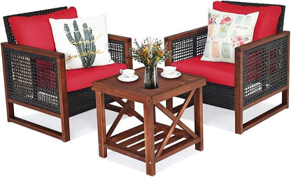 Tangkula 3 Pieces Patio Wicker Furniture Set, Rattan Outdoor Sofa Set by TANGKULA