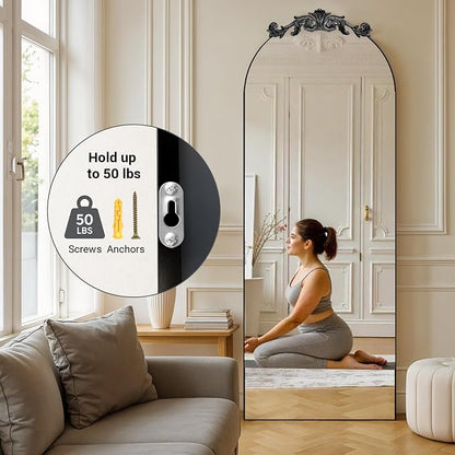 MISSDAY Vintage Baroque Full Length Mirror, Full Metal Frame Stand Up Retro - Image 7