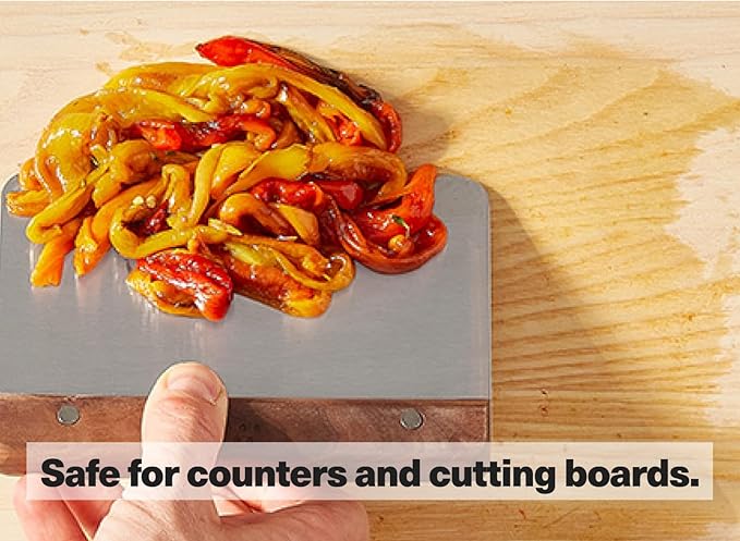 Misen Stainless Steel Bench Scraper - Versatile Food Scraper with Walnut Handle - Ideal for Kitchen, Pastry & Dough - Durable Cutting Board Scraper Tool - Effortless Transfer into Pots & Pans - Gray