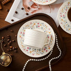 Tea Cups and Saucer Sets,8.8 oz Cappuccino Cups with Saucers and Spoons,3 Pieces, Vintage Style,Embossed Bone China Coffee Cup & Saucer Set For Women Wedding/Birthday/Christmas Gift
