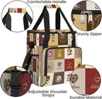 Set of Coffee Icons Maker Carring Bag Travel Carrying Storage Tote Compatible with Keurig K-Mini or Plus Portable Single Serve Brewer Case Pockets for K-cup Pods