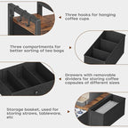 Homeiju Coffee Pod Drawers - K Cup Organizer, Nespresso Pods Holder with Mug Rack, Coffee Holder for Countertop, 52 Capacity Pods, Suitable for Kitchens, Offices and Coffee Bars（Patent Pending）