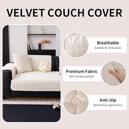 Velvet Couch Cover, Washable Sectional Sofa Cover, Anti Slip Sofa Slipcover - Image 4