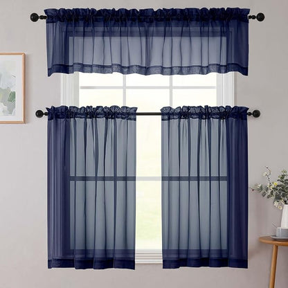 Kitchen Curtains 24 Inch Length Tier 2 Pieces, Cafe Bathroom Basement Rod - Image 8