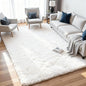 8x10 Fluffy Shag Area Rugs for Living Room Bedroom: Soft Plush Carpet White | by CarpetAddColortoYourLife